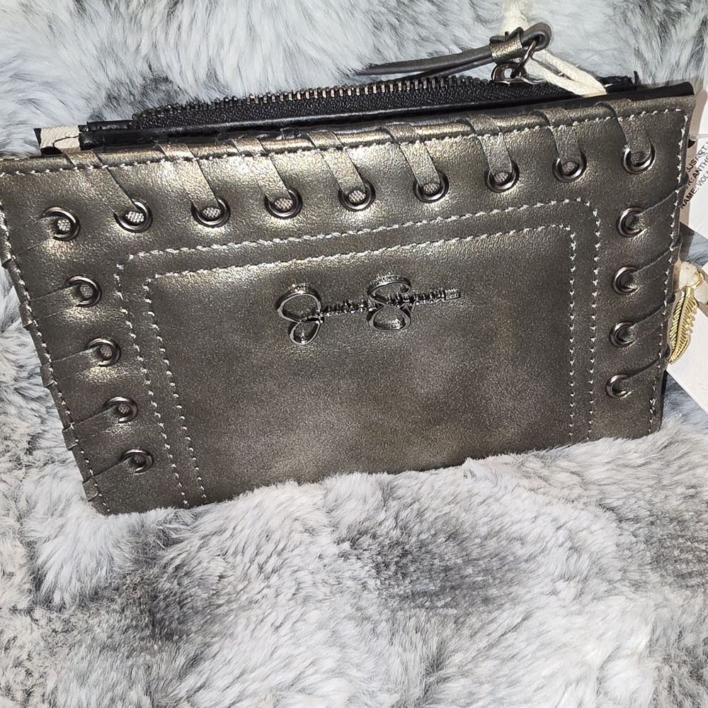 NWT Jessica Simpson Stylish Silver Leather Wallet